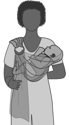 Line drawing of sling fabric being spread out within the rings to improve adjustability