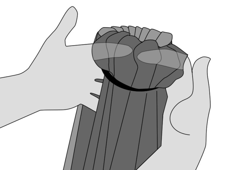 Line drawing of sling fabric being spread out within the rings to improve adjustability